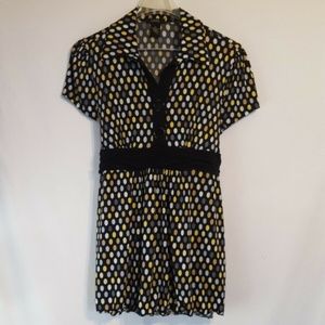 GNW Polka Dot Tie Back Career Blouse Size XL Stretch